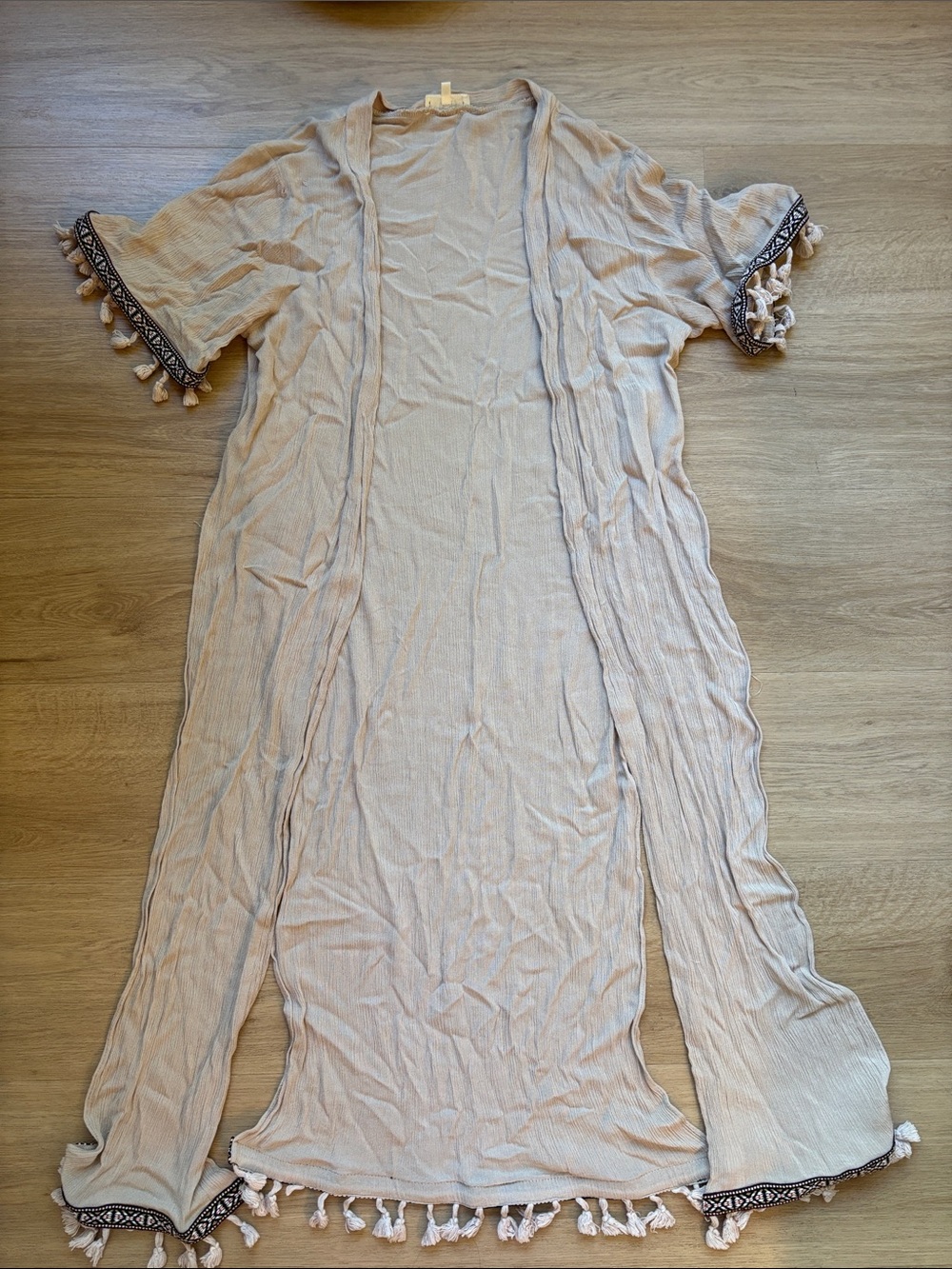Long wrap/shawl with trim detail